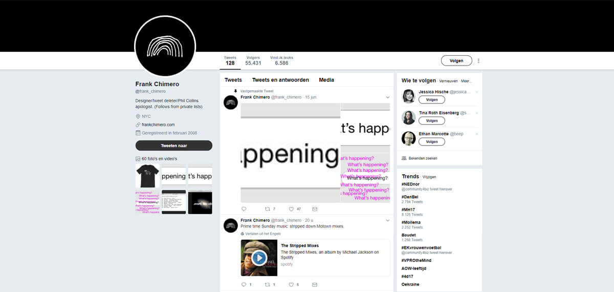 Frank Chimero's Twitter: online personal branding